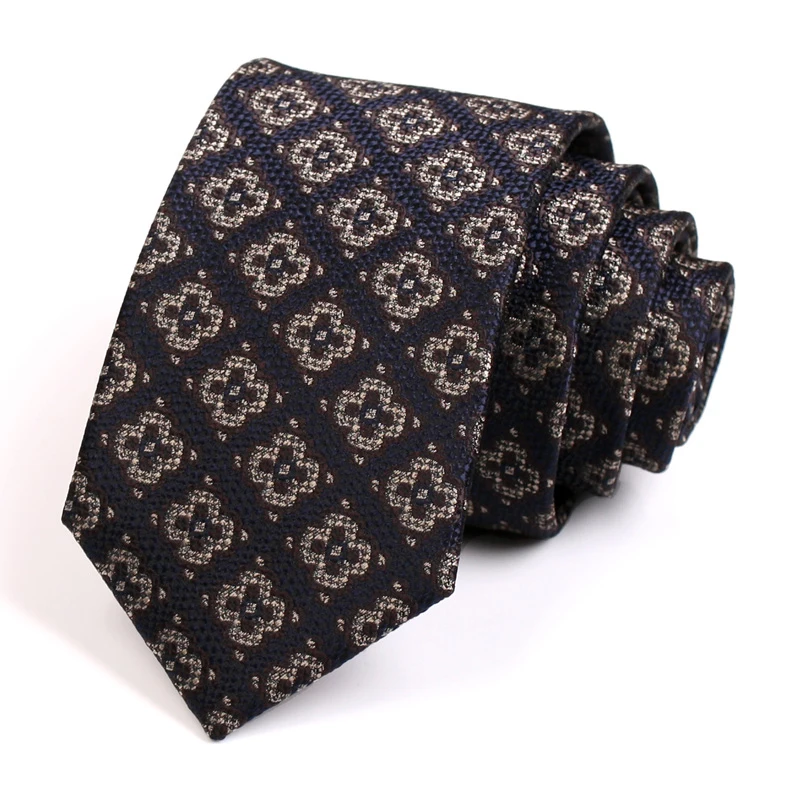 

2022 New Brown Jacquard 7CM Neck Tie Gentleman Business Fashion Formal Ties for Men Work Necktie Gift Box