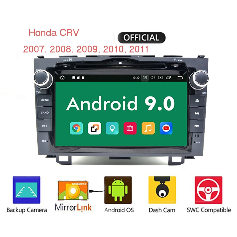 

Android 9.0 car navi GPS dvd player for Honda CRV 2007-2011 capacitive screen 1024 * 600 + wifi + BT + SWC + RDS + Android 9.0