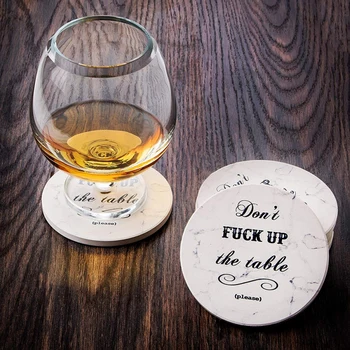 

4pcs/set Ceramic Drink Coasters Table Mats Personality Letter Coffee Cup Mat Base Coasters for Household Mugs Tea Cups