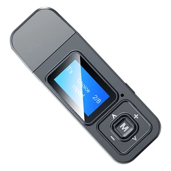 

USB Bluetooth 5.0 Adapter Receiver Transmitter Mic LCD Display Button Control Stereo o for TV Headphones No APTX