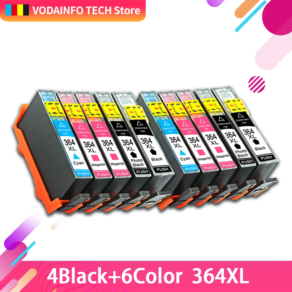 

10pcs ink cartridge 364XL 364 XL compatible for HP Photosmart 5510 5515 6510 7520 6520 5520 5524 B010a B109a B209a Deskjet 3070A