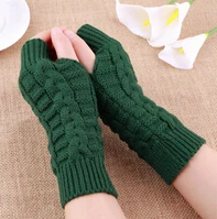 Deep Green 6 Женские теплые вязаные зимние перчатки без пальцев, мягкие вязаные перчатки для женщин и мужчин, красивые стильные рукавицы женские перчатки - Цвет: Deep Green 6