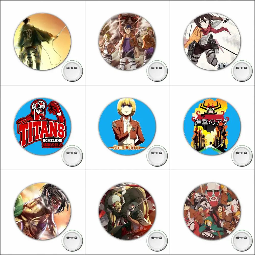 

Hot anime Attack on Titan Cosplay Badge Brooch Pins Icons Badge Decoration Cartoon Badges Button Clothes Accessories 1pcs