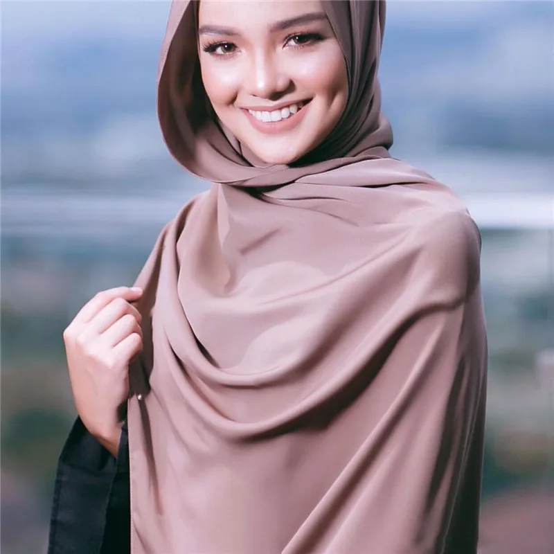 Малайзийский сатиновый хиджаб шарф женский простые шали Хиджаб femme musulman foulard femme мусульманский головной платок мусульманская накидка головной платок шарфы