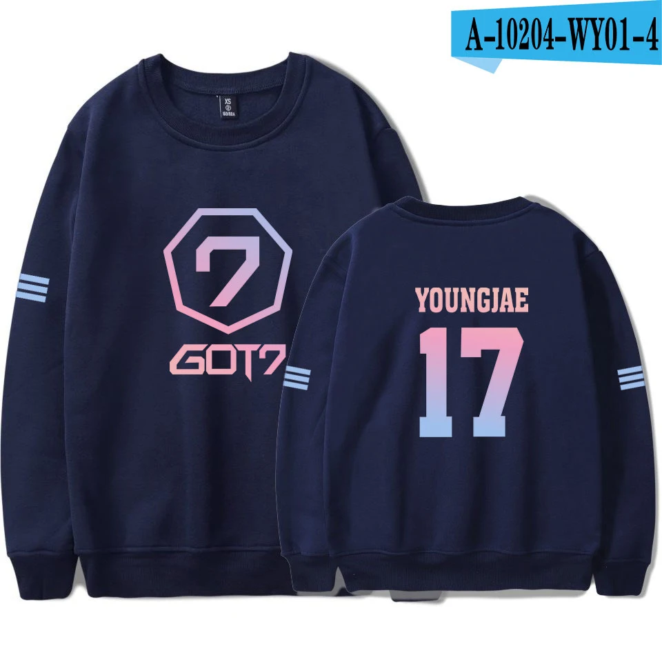 GOT7 Женская и мужская толстовка с капюшоном Harajuku Мужская/женская уличная Толстовка с длинным рукавом хип-хоп размера плюс одежда Прямая поставка - Цвет: navy blue