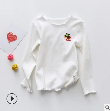 Autumn new Korean girls' T-shirts Cotton long-sleeved bottoming shirts with free shipping - Цвет: White