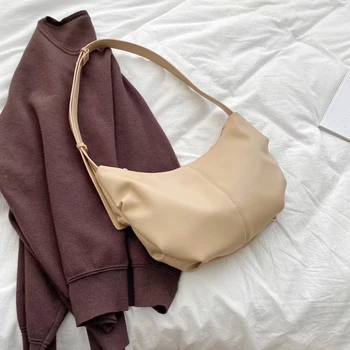 

2019 Winter New Women Handbag Ladies Shoulder Bag PU leather Soft Brand Design Fold Structure Middle Female Handbags Whole Sale
