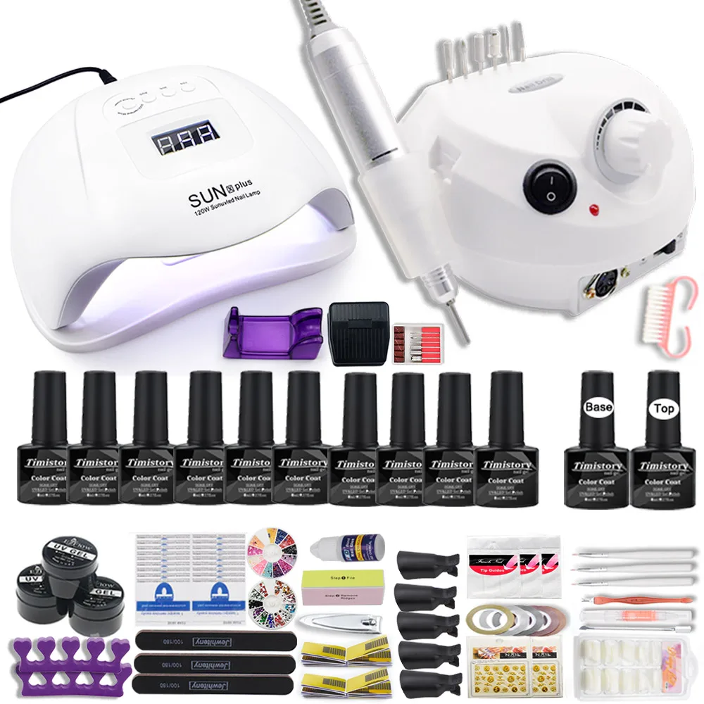 Dropshipping Hot Sale 30/20/10 colors nail Gel polish Set Manicure Set Acrylic Nail Kit With high quality 20W Nail Drill Machine