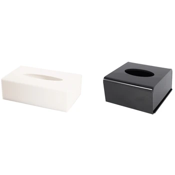 

2 Pcs Acrylic Tissue Box,Tissue Holder,Tissue Dispenser for Home, Office and KTV - Black & White