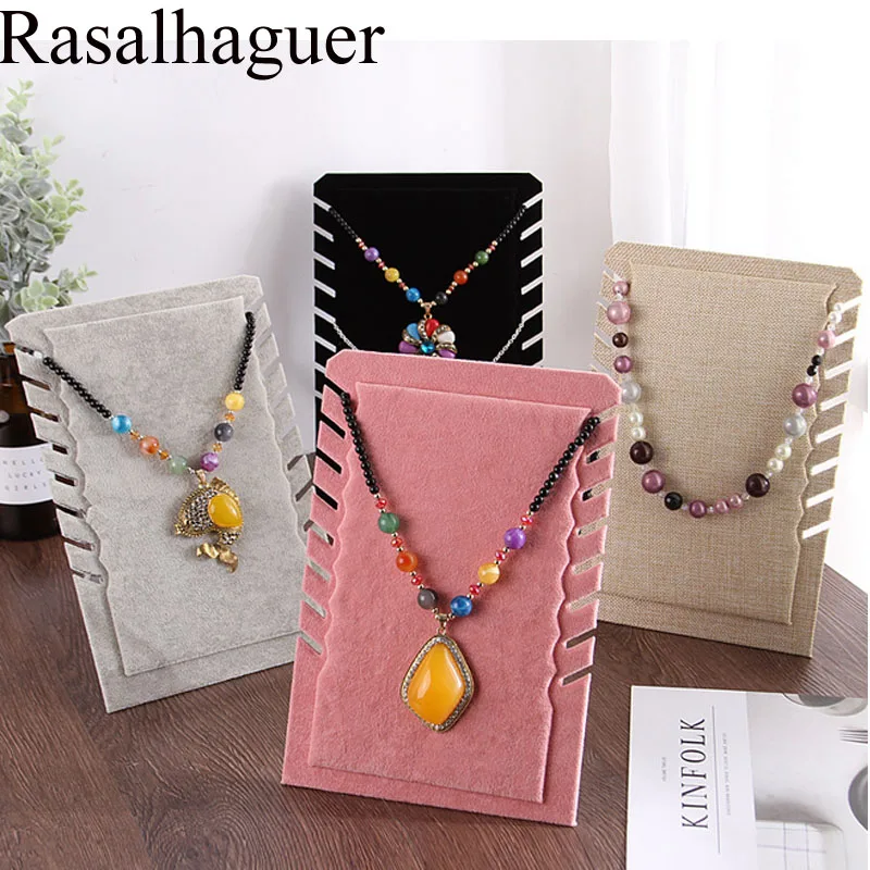 Top 4 Colors Velvet Linen Necklace Bust Jewelry Pendant Necklace Bracelet Display Holder Jewellery Rack Show 4 Options Model hot sale white pu leather jewelry display necklace bust pendants stand choker holder jewellery rack 3 options model jewelry tray