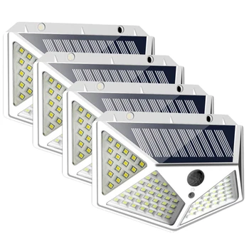 

4Pcs 100LED Solar Power PIR Motion Sensor Waterproof Wall Light Outdoor Garden Lamp Decoration Porch Lights