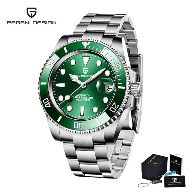 2021 PAGANI DESIGN New luxury Automatic Mechanical Watch Men's Stainless Steel Waterproof Precision Watch NH35 relogio masculino Green