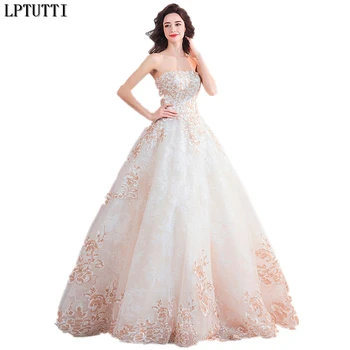 

LPTUTTI Embroidery New Vintage Princess Bridal Marriage Gown Bride Simple Party Events Long Luxury Wedding Dresses