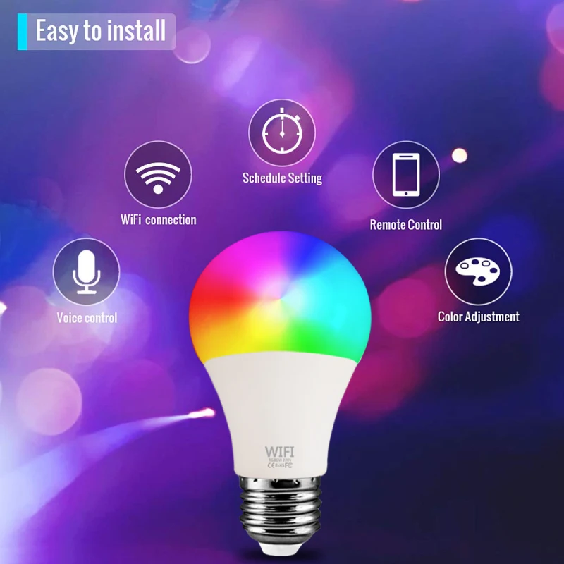 15W WiFi умный Светильник лампы работать с Alexa/GoogleHomeAC220V/110V RGB + CCT затемнения таймер