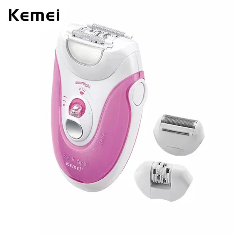Kemei 3 In 1 Electric Epilator Women Facial Full Body Hair Removal Female Bikini Underarms Legs