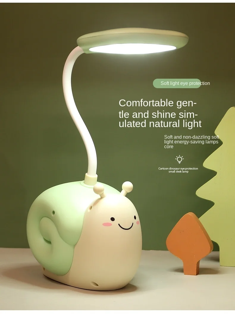 New Cute Fun Snail Desk Lamp Pen Holder Led Students And Children Reading And Learning Small Desk Lamp USB Charging Night Lamp star wars night light