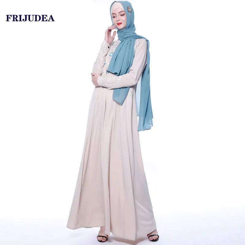 

FRIJUDEA 2019 Women Abaya Muslim Dress Kaftan Islamic Clothing Robe Dubai Long Women Dress