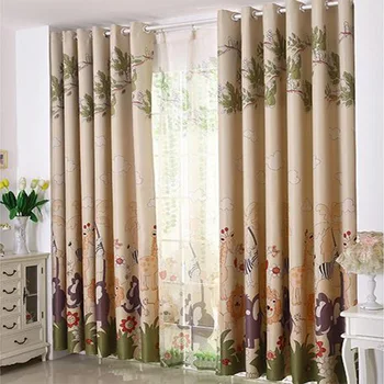 

Simple Modern Curtains for Living Room Cartoon Animal Pattern Single-sided Printing Shade Finished Children's Bedroom Curtains