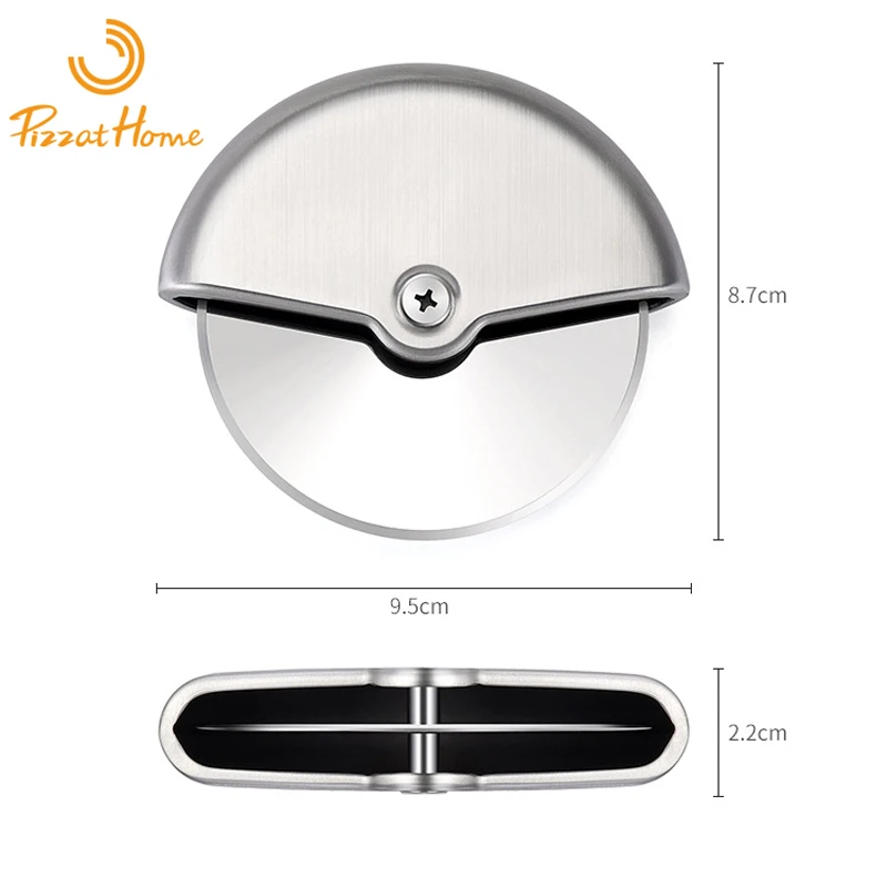 PizzAtHome Stainless Steel Pizza Cutter 8cm Pizza Knife Smooth Rotating Slicer Wheel Round Knife Pasta Cutter Baking Tools