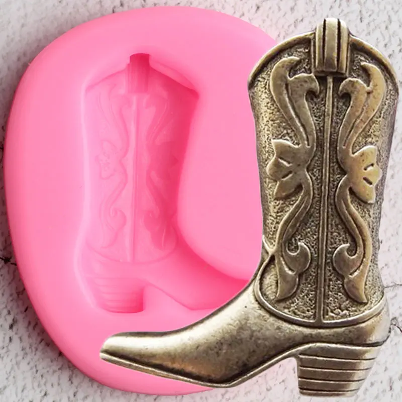 

3D Western Cowboy Boot Silicone Molds Cupcake Topper Fondant Cake Decorating Tools Polymer Clay Candy Chocolate Gumpaste Moulds