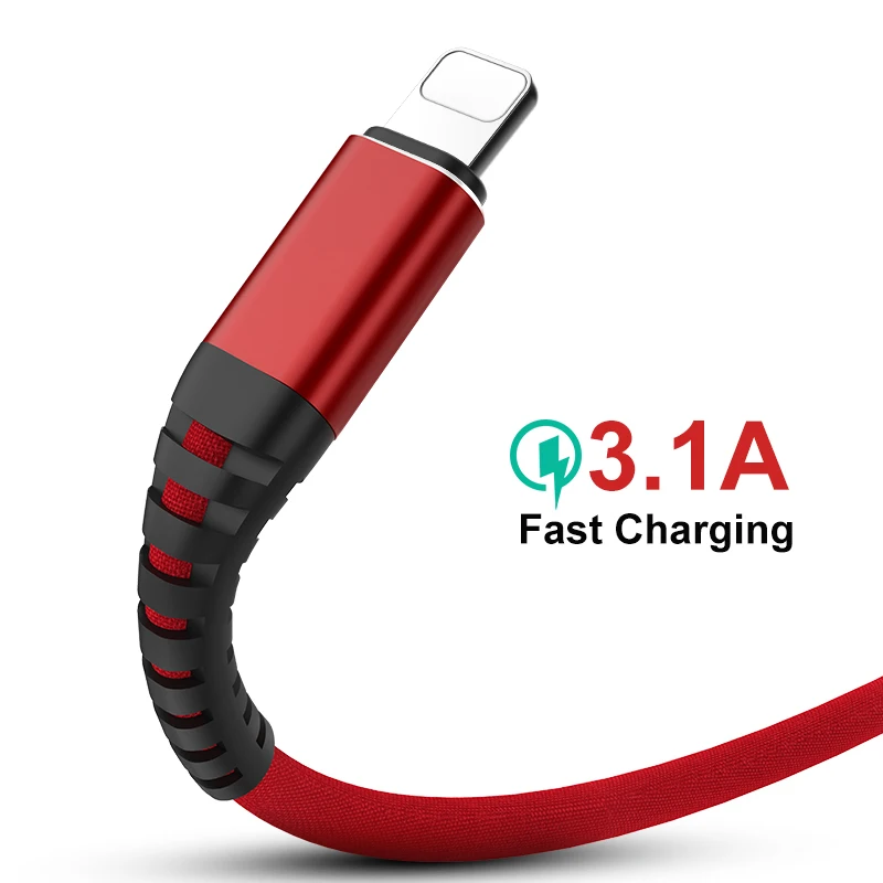 

3.1A USB Cable For iPhone X 8 7 6 6S Plus 5 5S Cable High Tension Fast Charging Data Cable Apple Device Fast Charging Cable