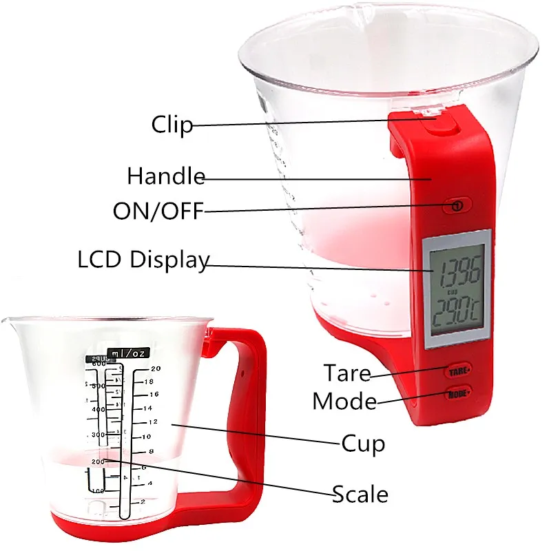 Цифровая измерительная чашка со шкалой чашка температура чашки жидкие контейнеры кухонные весы объем еды измерительное устройство 30% скидка