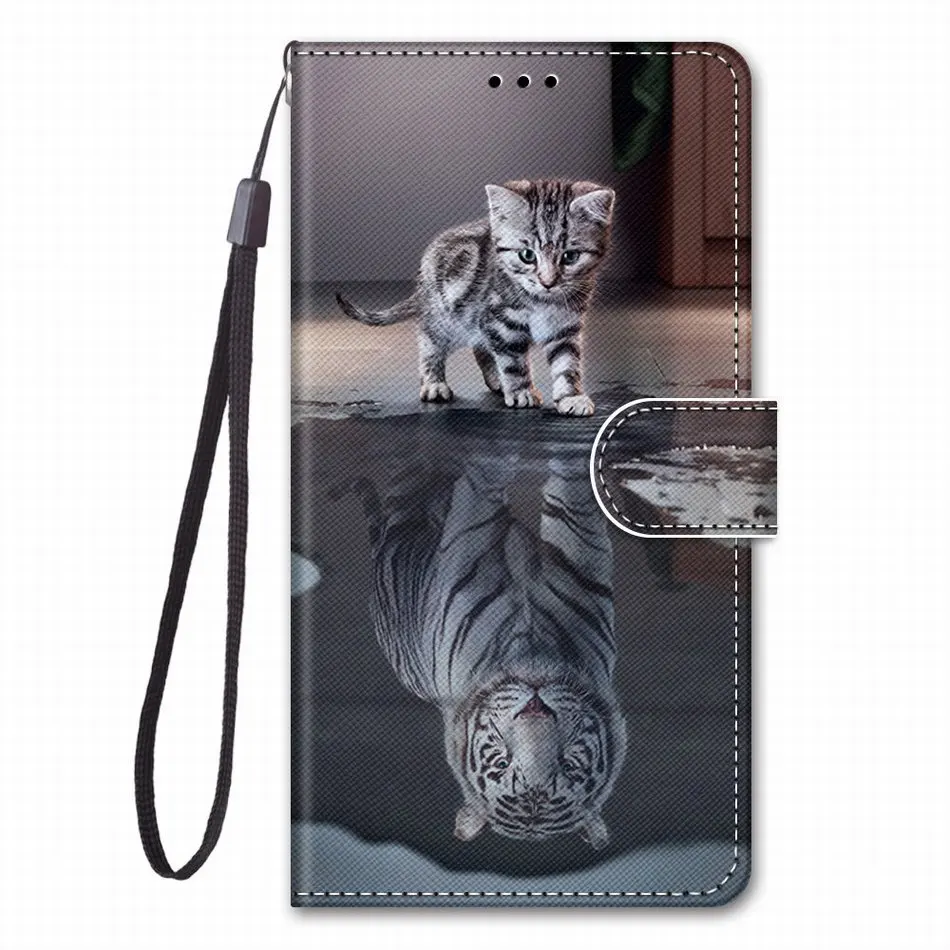 bellroy case Flip Phone Case For Alcatel 1 1A 1B 1C 1L 1S 1SE 1V 3V 2021 2020 2019 2018 Kids Phone Bags Dog Cat Tiger Flower Wallet Capa D08F iphone pouch Cases & Covers