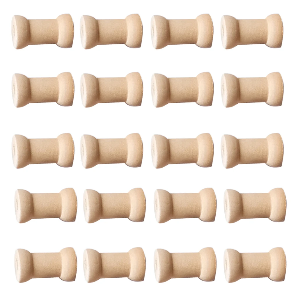 20 Pcs Blank Wooden Empty Spools For Wire Thread Bobbins Cords Coils Storage 