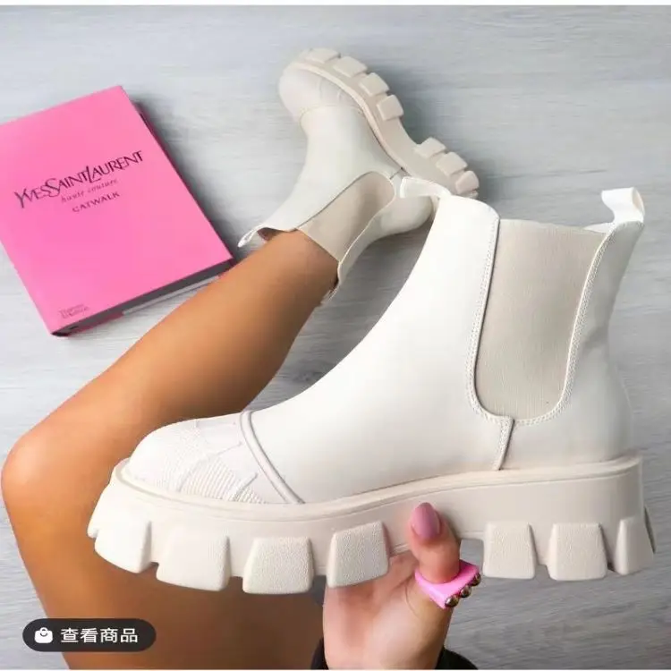 Fashion Women's Shoes Martin Boots 2021 Autumn and Winter Women's Boots Women's Thick Soled Thick Heel Chelsea Platform Shoes