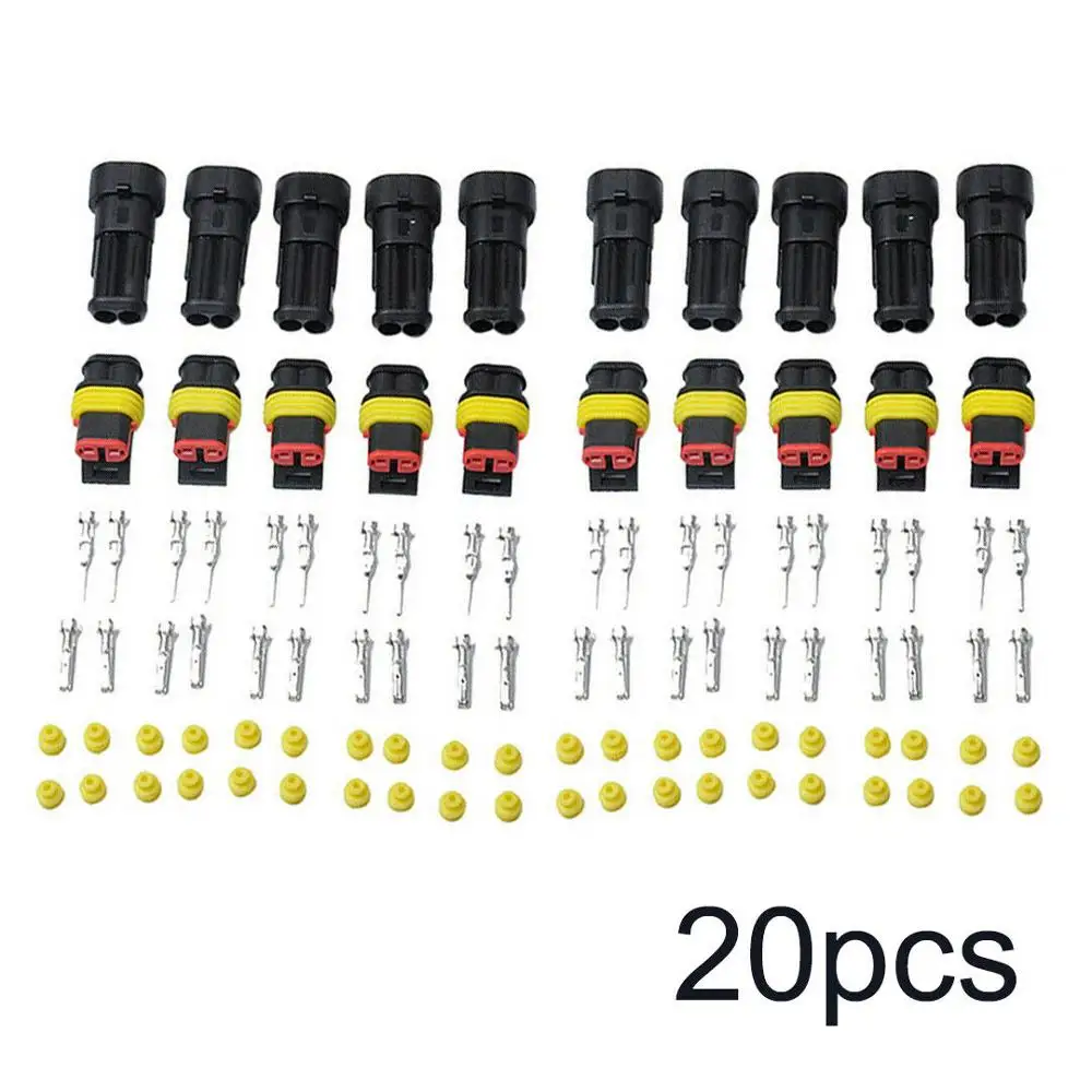 

10 set 2 Pin Way AMP Tyco Super Sealed Automotive Wire Connector Electrical Plug Terminals for Cars