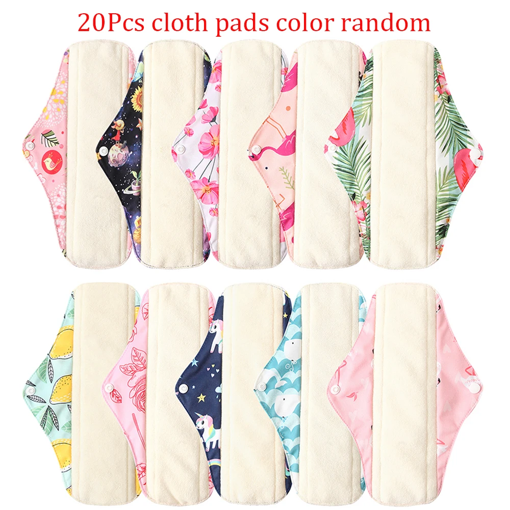 Reusable Women Cloth Menstrual Pads bamboo fiber Absorbency Women Washable Panty Liner Sanitary Napkin Wholesale Selling - Цвет: 20pcs