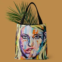 

Fashion Canvas Tote Beach Bag Ladies Shopper Bag 2021 New Female Oil Painting Printing Handbags Cheap Large Women's Bags Bolsas