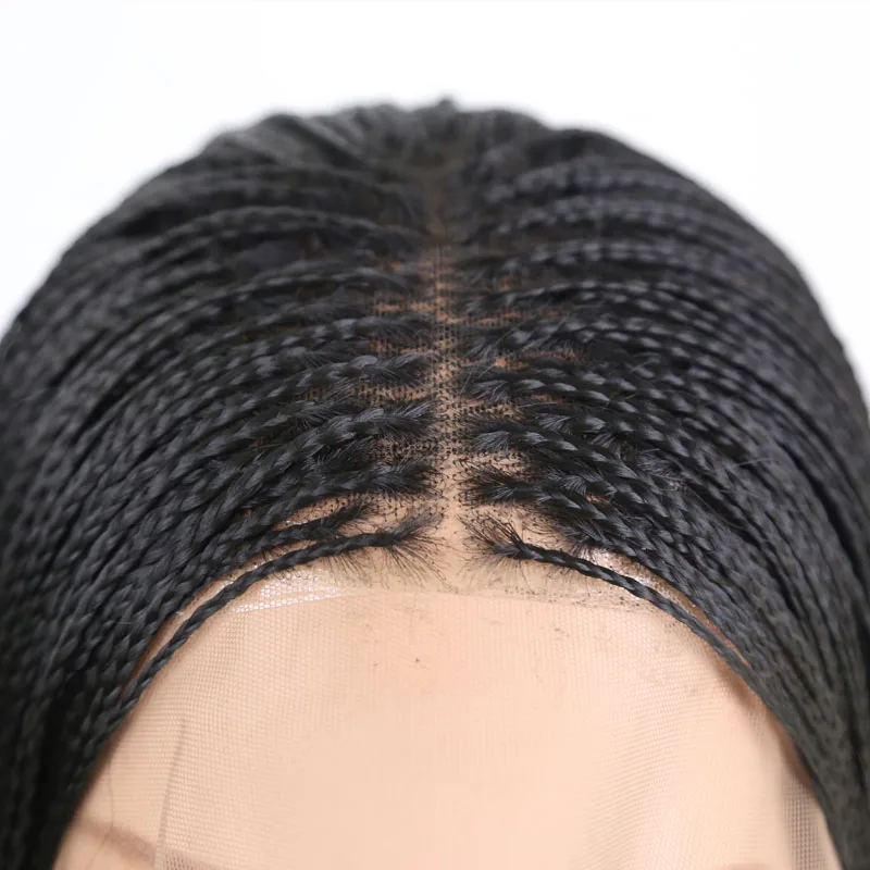 RONGDUOYI, черный, 500 шт., плетеные косички, кружевные парики для женщин, средняя часть, жаростойкие волоконные волосы, синтетические волосы на кружеве - Цвет: Braided box braids