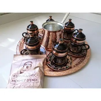 

Totally Handmade Copper Turkish Coffee & Espresso Serving Set:OTTOMAN STYLE-6 CUPS