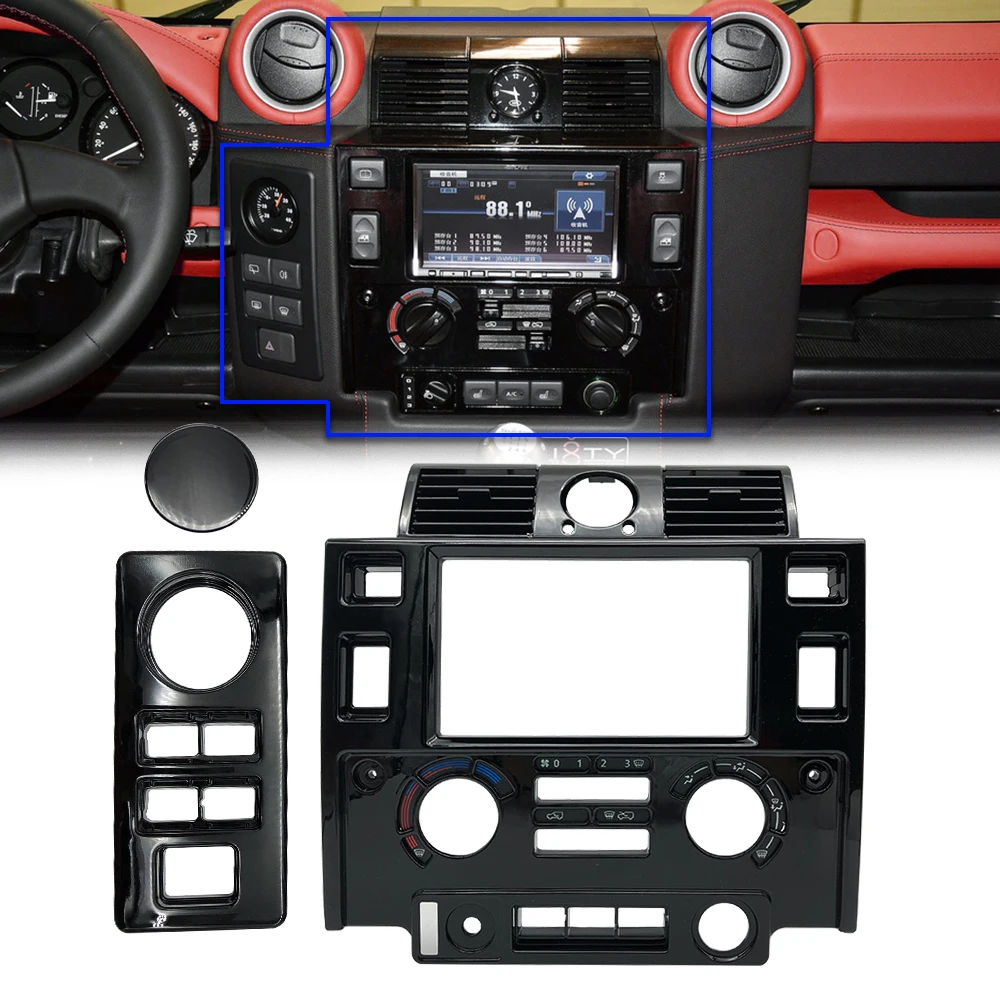 US $149.00 Car Styling Stereo Double 2 Din Dash Kit Dashboard Center Console For Land Rover Defender Glossy Black Matt Black Carbon Look