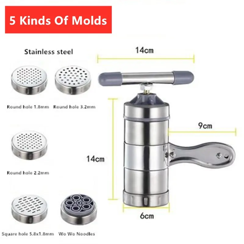 5 Mould Manual Noodle Maker Press Pasta Machine Spaghetti Noodle Making Machine Stainless Steel Fruit Cutter Juicer Kitchen Tool kitchen accessories noodle press pasta attachment
