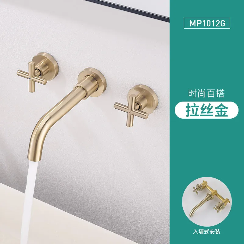 

Ding Fei Refined Copper Hot And Cold Both Hold Dual Control Dark Mounted Basin Faucet Income Wall Type Platform Basin Wash