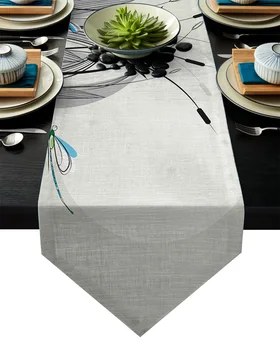 

Dragonflies Flowers Branches Nature Table Runner Table Flag Home Party Decorative Tablecloth Table Runners for Wedding