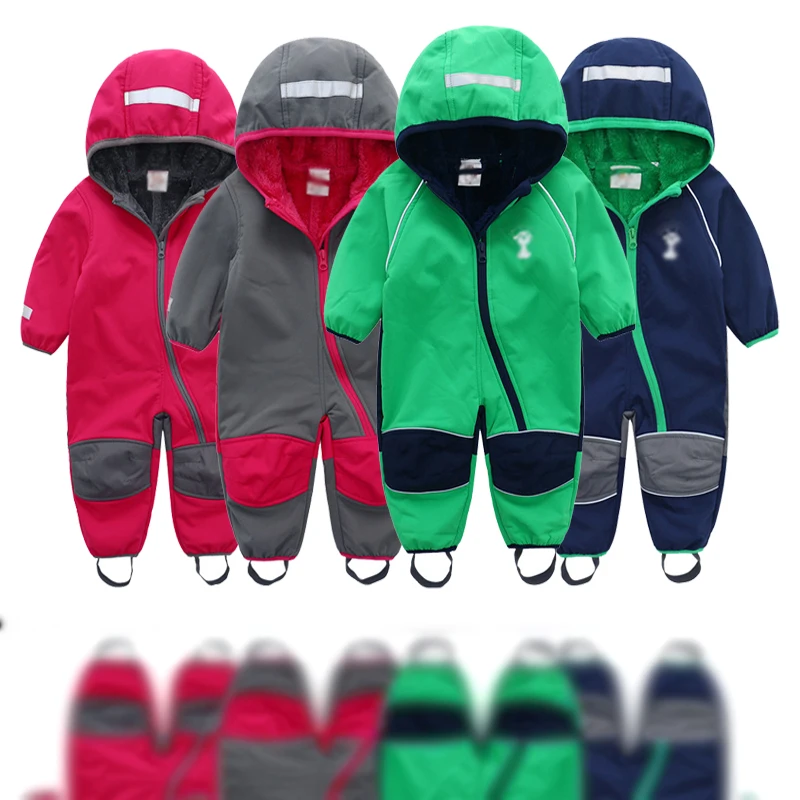 Children's soft shell plus velvet integrated windproof and rainproof