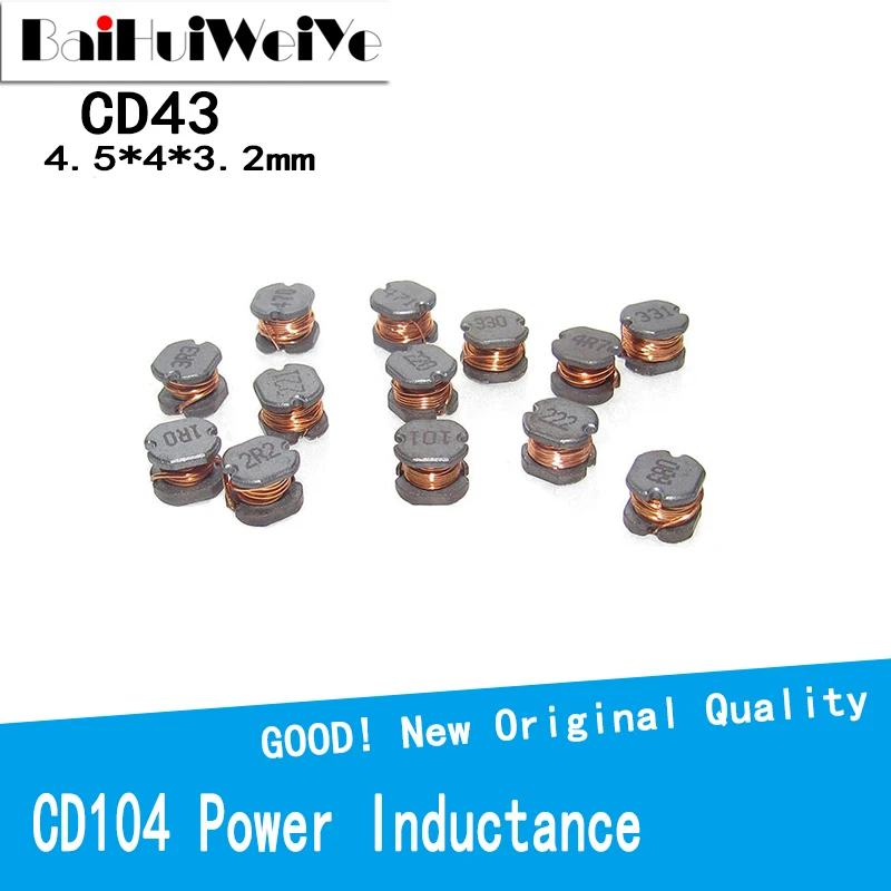 20Pcs/Lot Power Inductance CD43 CD43R Shielded Inductor SMD Inductor 5.8*5*4.5mm 2.2/3.3/4.7/6.8/10/15/22/33/47/68/100-470UH 20pcs smd inductor cd43 power inductance 2 2uh 3 3uh 4 7uh 6 8uh 10uh 15uh 22uh 33uh 47uh 68uh 100uh 150uh 220uh 330uh 470uh