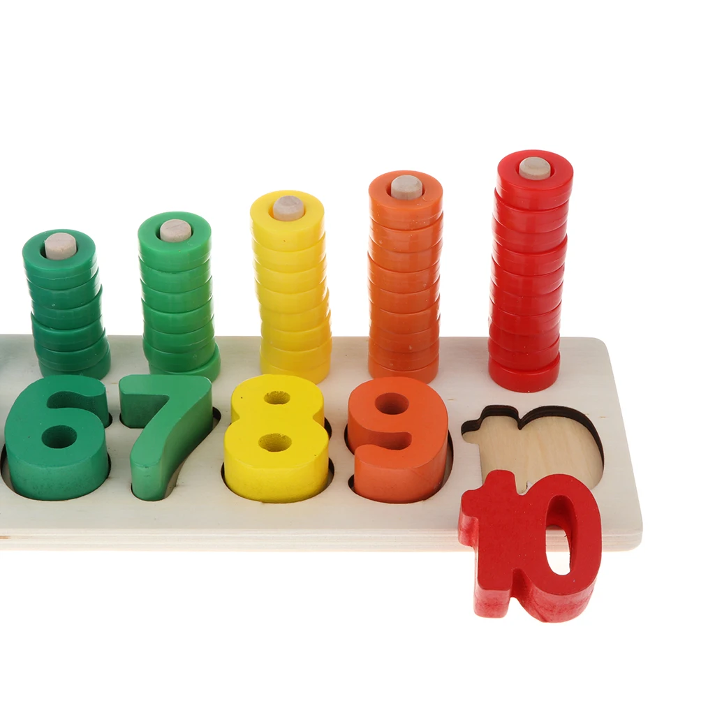 Wooden Colorful Math Counting Stacker Color Sorter Preschool Learning Toy