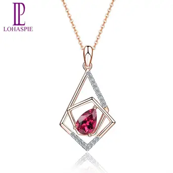 LP K-Golk Jewelry Natural Tourmaline 1.0CT Real Diamond 18K Rose Gold Pendant for Best Friend Pendants Silver Chain For Gift 1