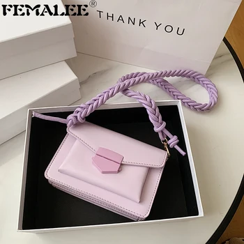 

Trendy Purple Women Shoulder Bags Designer Small summer new Korean Messenger bag Knit Strap handbags chain Lock Crossbody bag