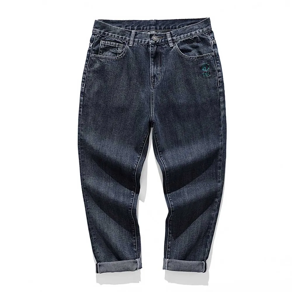 Autumn Baggy Jeans Men Casual Embroidery Denim Strayght Loose Trousers Harem Pants Plus Size Clothing