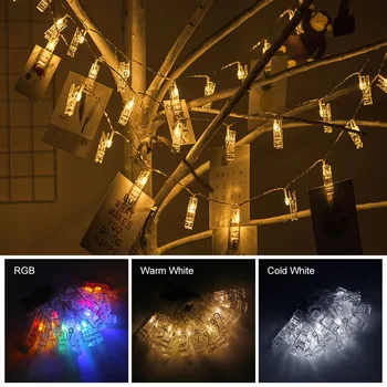 

1Pcs 3M LED Photo Card Clip String Lights With 30 Leds Lighting for Wedding Party Christmas Holiday Decorations