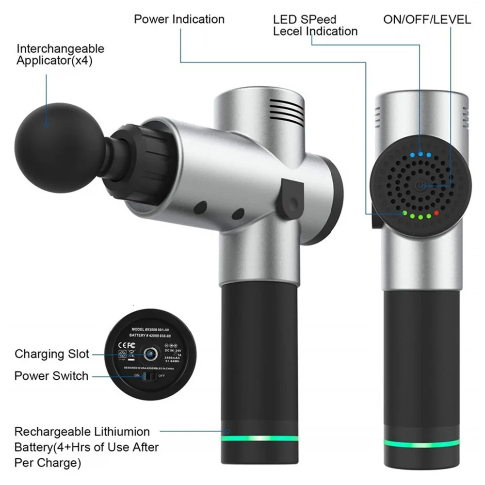 Массажный пистолет для мышц, профессиональный вибрирующий массажер для глубокого расслабления, фитнес-терапия, упражнение, облегчение боли, Электрический массажер для мышц
