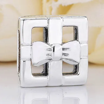 

Original Reflexions Gift Box With Bow Clip Stopper Lock Beads Fit 925 Sterling Silver Charm Pandora Bracelet Bangle Diy Jewelry