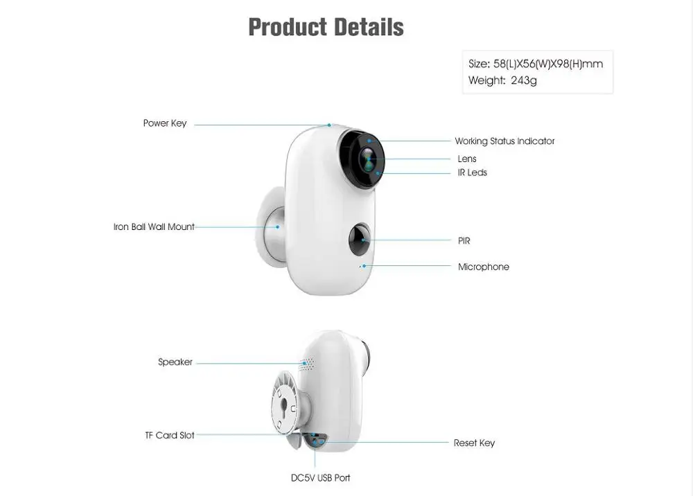 CTVISON 100% безпроводная батарея ip камера WiFi перезаряжаемая с питанием от Full HD