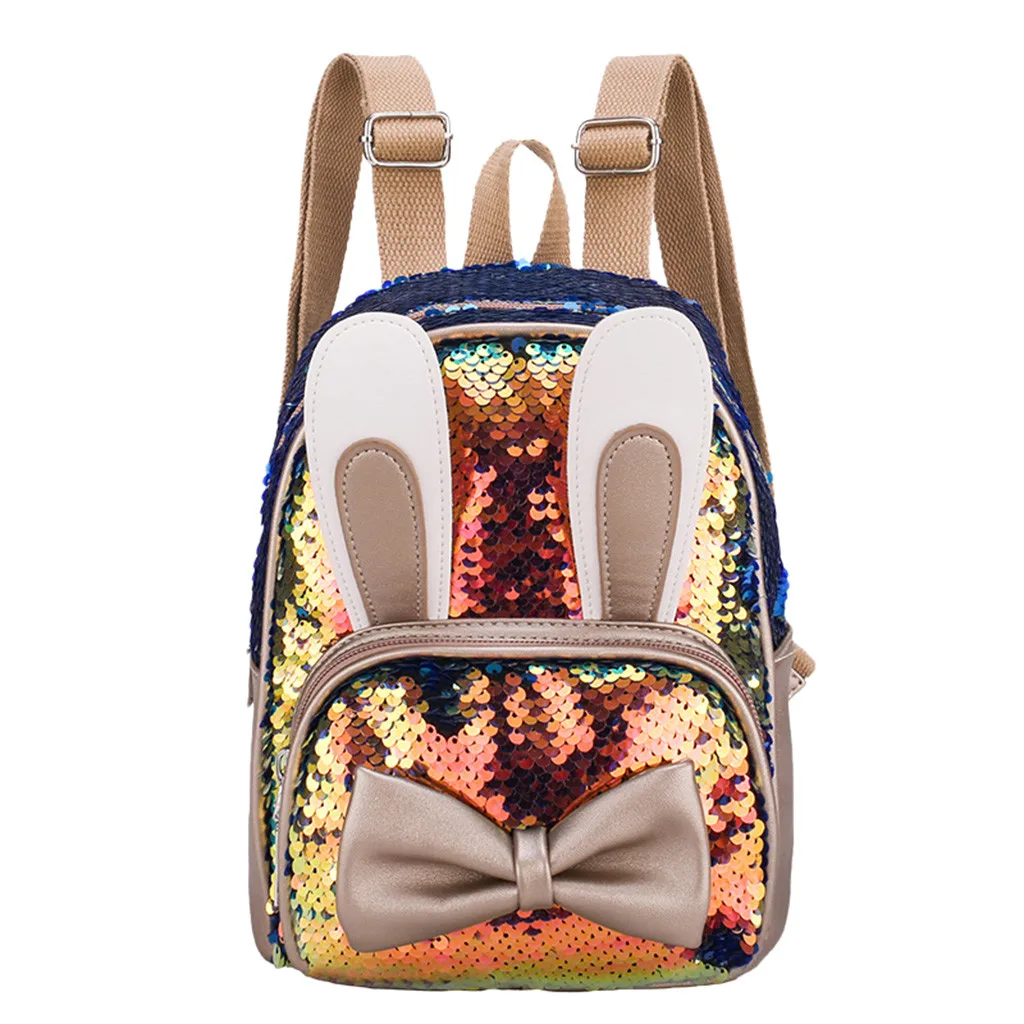 Школьный рюкзак для девочек, школьный рюкзак с пайетками, сумка на плечо, милый рюкзак с заячьими ушками для девочек - Цвет: GD