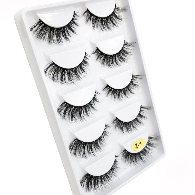

Flash Girl Z01 5pairs False EyeLashes 100% Handmade 5 Pairs 5D wispy mink Eyelashes with Transparent tray